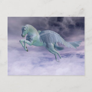 Pegasus galopperar genom stormmoln vykort