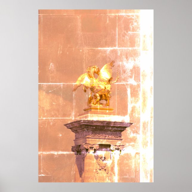 Pegasus Gilded bronze statue skulptur Paris Pont Poster (Framsidan)