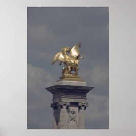 Pegasus Gilded bronze statue smyptur Paris Pont Poster