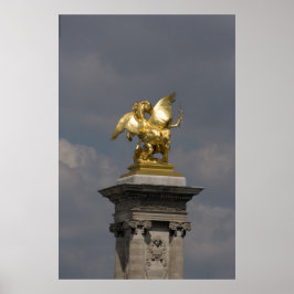 Pegasus Gilded bronze statue smyptur Paris Pont Poster