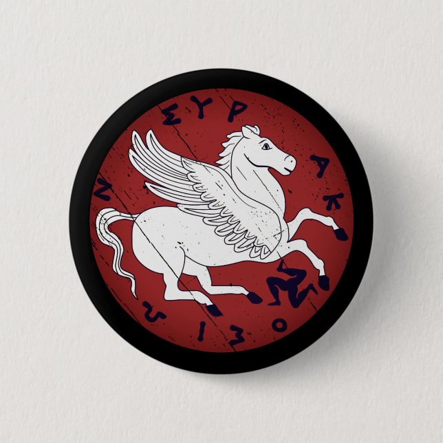 Pegasus, Greklands mytologiska vita häst Knapp (Framsida)