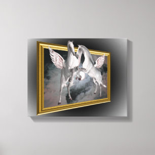 Pegasus hästar ut ur gränserna Fantasy Canvastryck