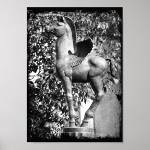 Pegasus i svartvit Grunge Poster