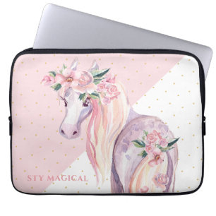 Pegasus inspirerade till blommigtens vingande häst laptop fodral