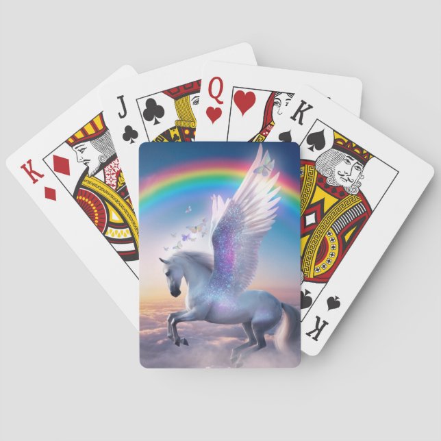 Pegasus med regnbåge casinokort (Baksidan)
