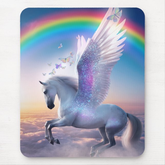 Pegasus med regnbåge musmatta (Framsidan)