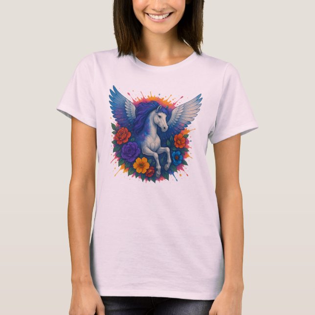 Pegasus Mythical Fantasy Art T Shirt (Framsida)