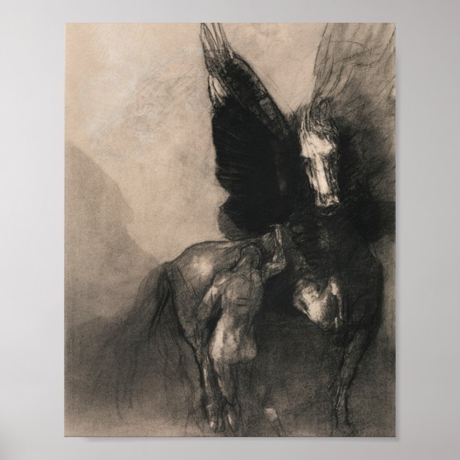 Pegasus och Bellerophon 1888 av Odilon Redon Poster (Framsidan)
