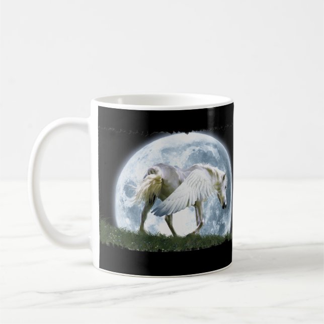 Pegasus och Måne Fantasy Art Drinking Mugg (Vänster)