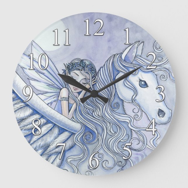Pegasus och sagoprinsessa flickor väggklocka (Framsida)