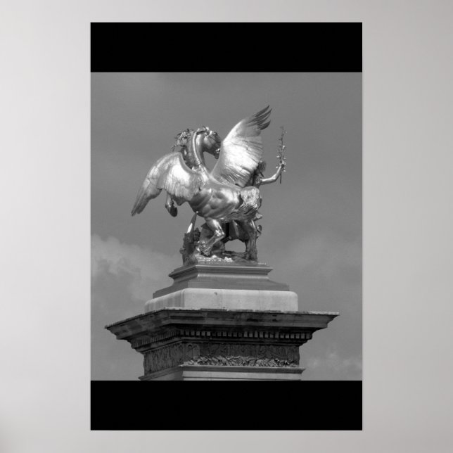 Pegasus Pont Alexandre statue skulptur Paris Pont Poster (Framsidan)