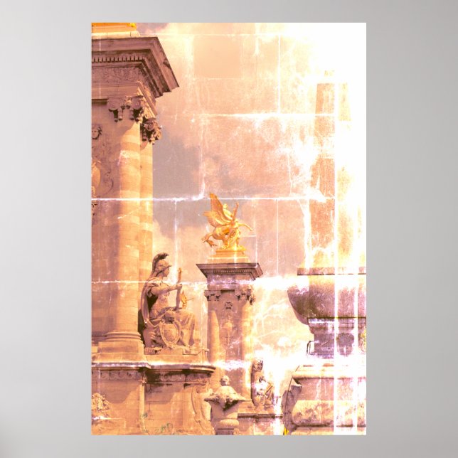 Pegasus Pont Alexandre statue skulptur Paris Pont Poster (Framsidan)