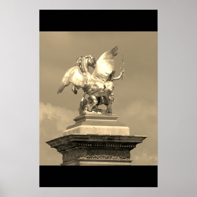 Pegasus Pont Alexandre statue skulptur Paris Pont Poster (Framsidan)