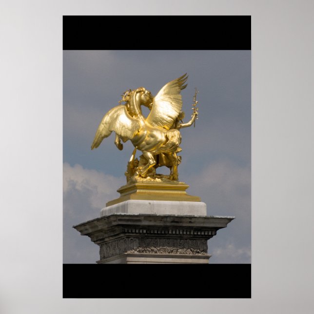 Pegasus Pont Alexandre statue skulptur Paris Pont Poster (Framsidan)