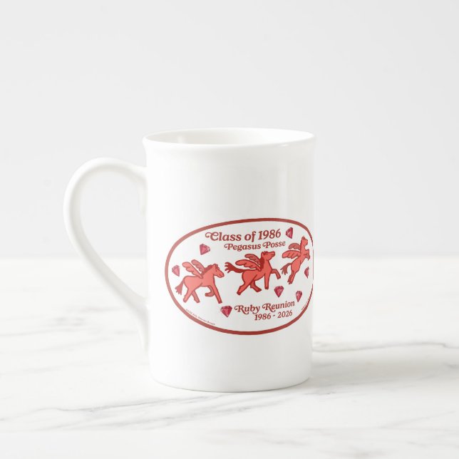 Pegasus Posse Ruby Återträff Benporslin  Mugg (Vänster)