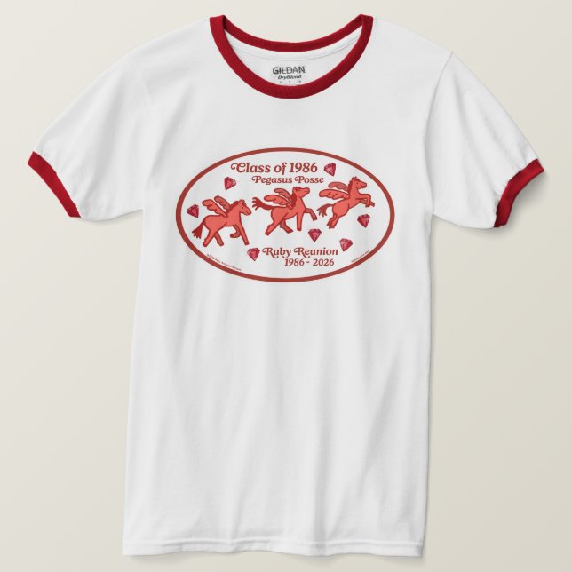 Pegasus Posse Ruby Återträff Ringare T Shirt (Design framsida)