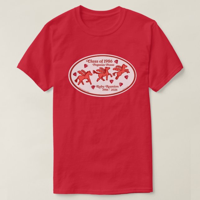 Pegasus Posse Ruby Reunion t-shirt (Kardinalröd) (Design framsida)