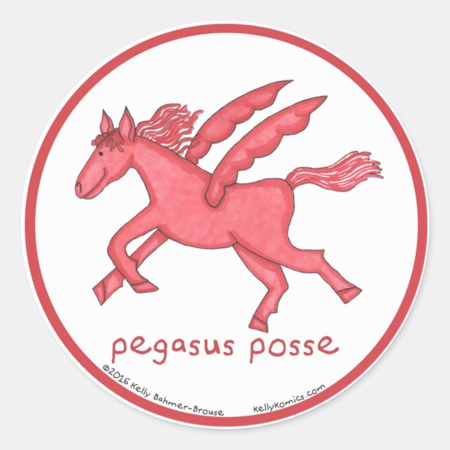 Pegasus Posse runda klistermärken (Framsida)