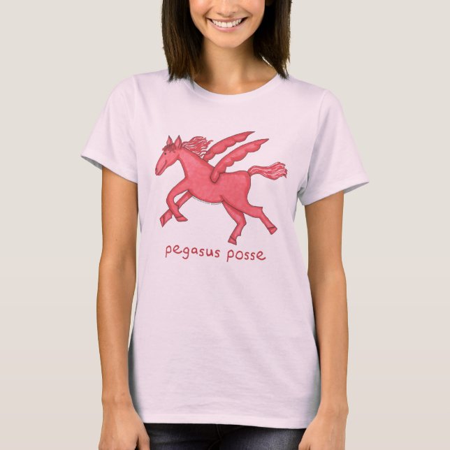 Pegasus Posseblek - grundläggande rosa kvinnor Tee (Framsida)