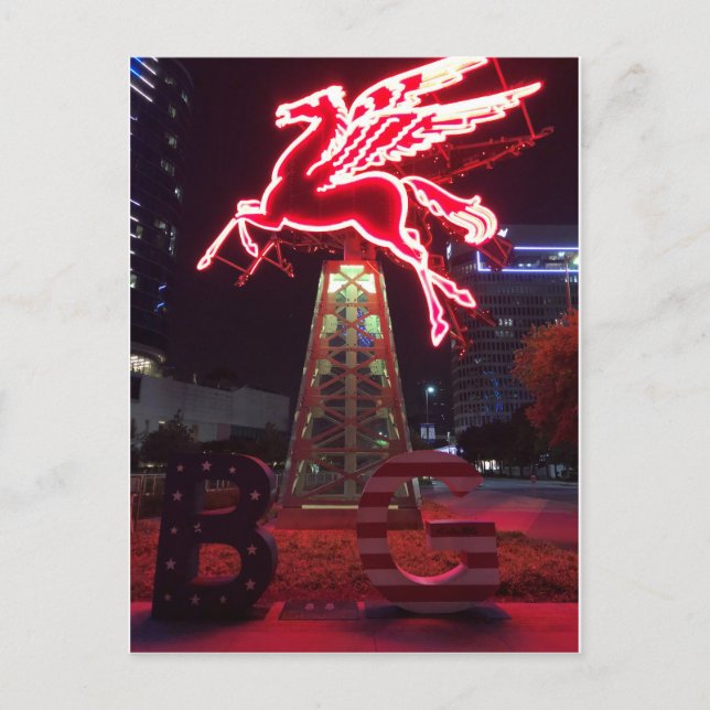 Pegasus Red Flies Horse i Dallas Vykort (Framsida)