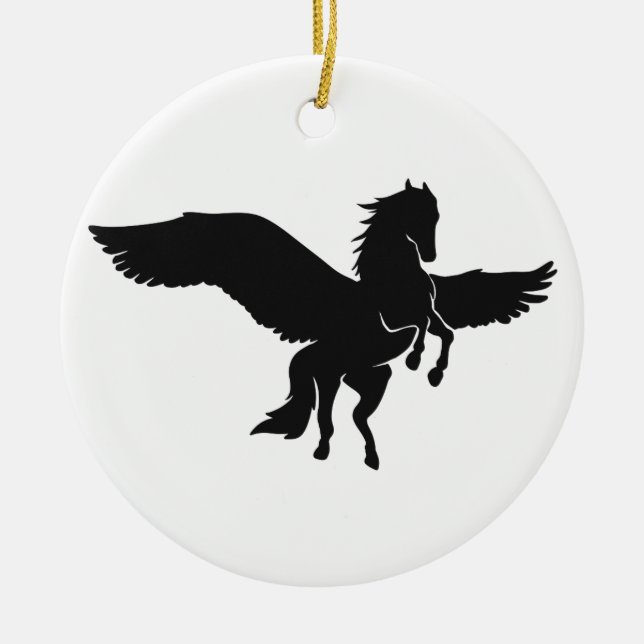 Pegasus silhouette - Välj bakgrund färg Julgransprydnad Keramik (Framsidan)