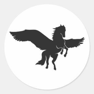 Pegasus silhuette - Välj bakgrund färg Runt Klistermärke