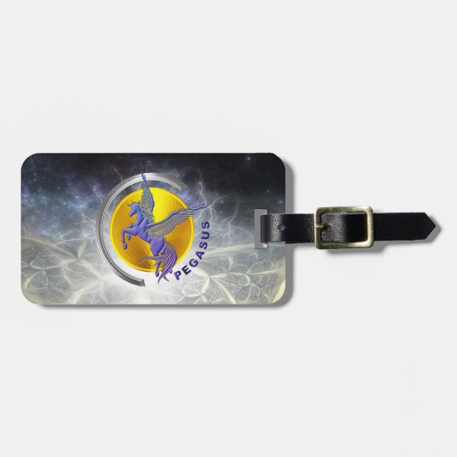 Pegasus Silver Arc med gyllene sol Bagagebricka (Horisontell Framsida)