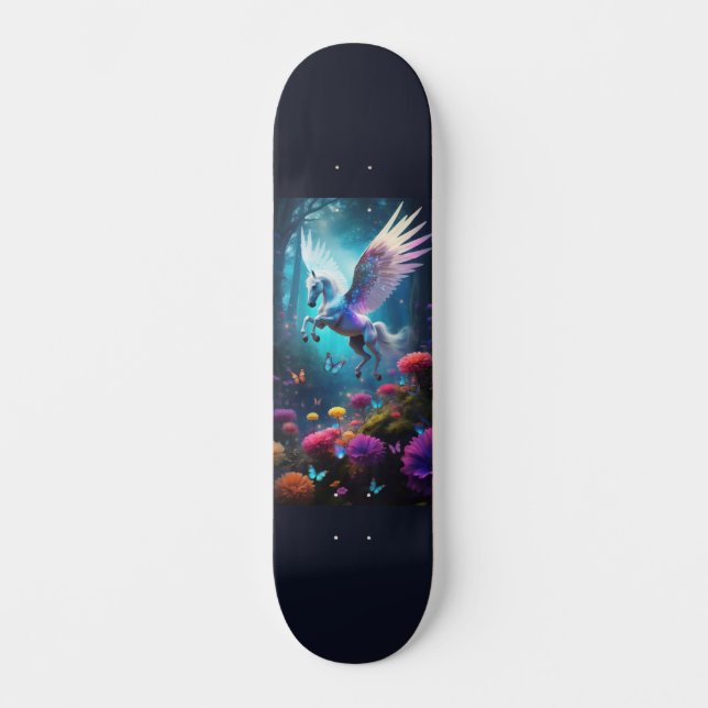 Pegasus skateboard med blommor (Framsida)