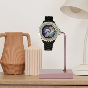 Pegasus Svart Blommig Armbandsur