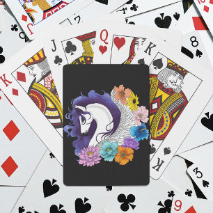 Pegasus Svart Blommig Casinokort