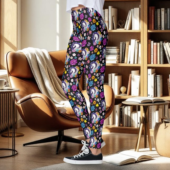 Pegasus Svart Blommig Leggings (Skapare uppladdad)