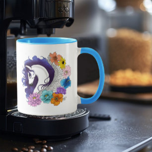 Pegasus Svart Blommig Mugg