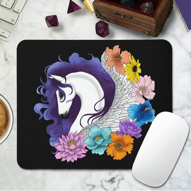 Pegasus Svart Blommig Musmatta (Skapare uppladdad)