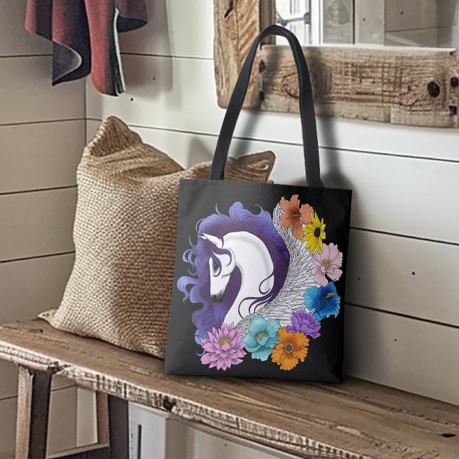 Pegasus Svart Blommig Tygkasse (Skapare uppladdad)
