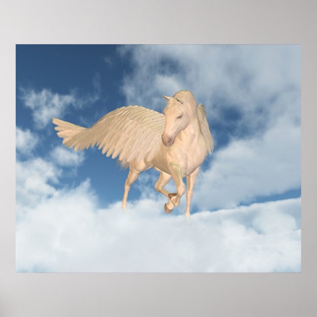 Pegasus Tittar ner genom molnen Poster (Framsidan)