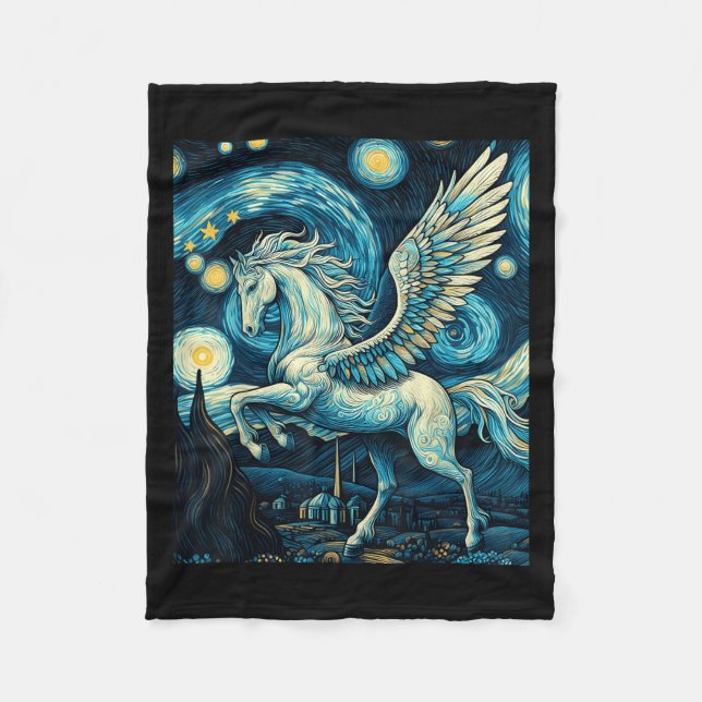 Pegasus under Starry Night Himmel Art Graphic Chri Fleecefilt (Framsidan)