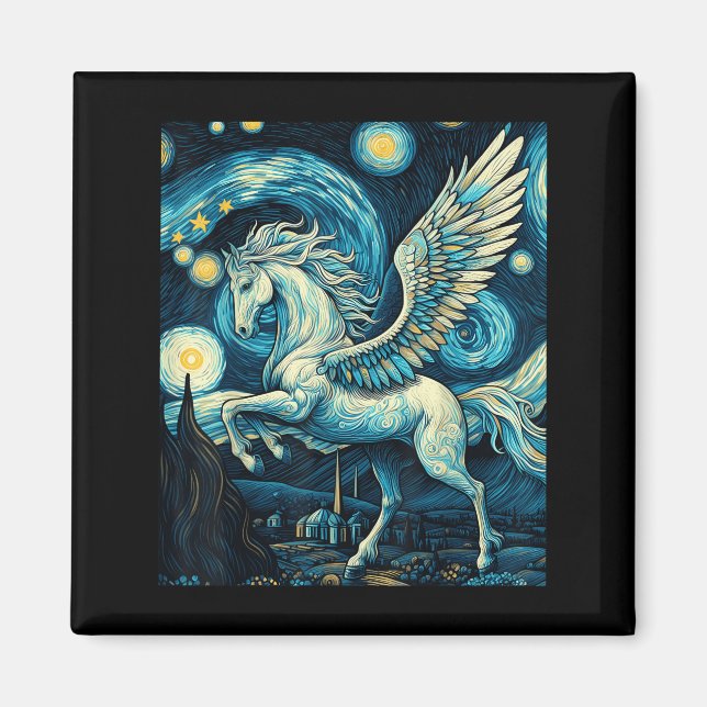 Pegasus under Starry Night Himmel Art Graphic Chri Magnet (Framsidan)