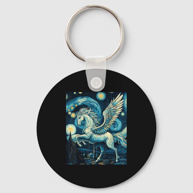 Pegasus under Starry Night Himmel Art Graphic Chri Nyckelring (Framsida)