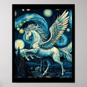Pegasus under Starry Night Himmel Art Graphic Chri Poster