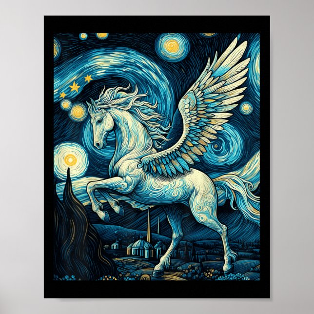 Pegasus under Starry Night Himmel Art Graphic Chri Poster (Framsidan)