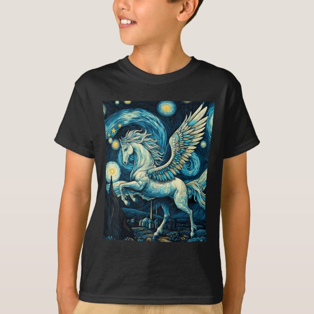 Pegasus under Starry Night Himmel Art Graphic Chri T Shirt (Framsida)