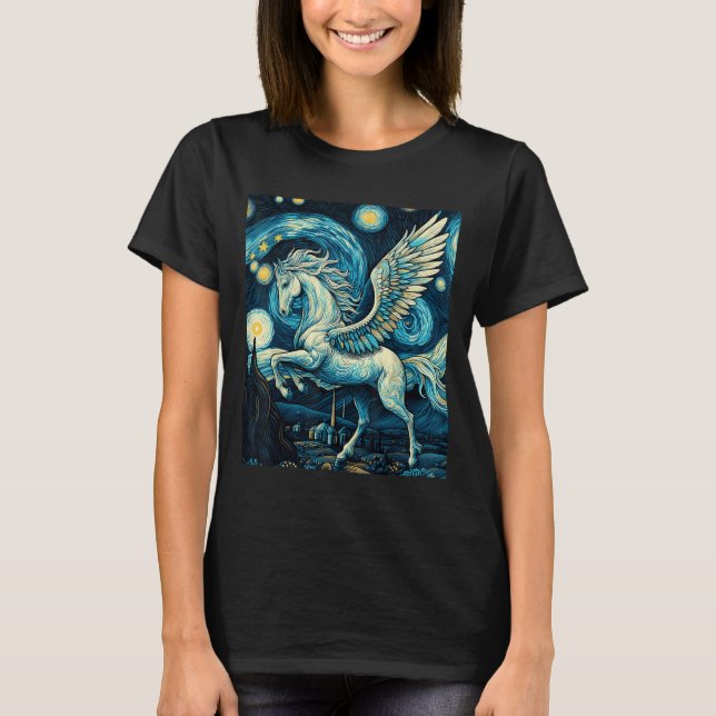 Pegasus under Starry Night Himmel Art Graphic Chri T Shirt (Framsida)