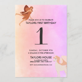Pegasus Unicorn Cute 1:a födelsedagen Party Inbjudningar