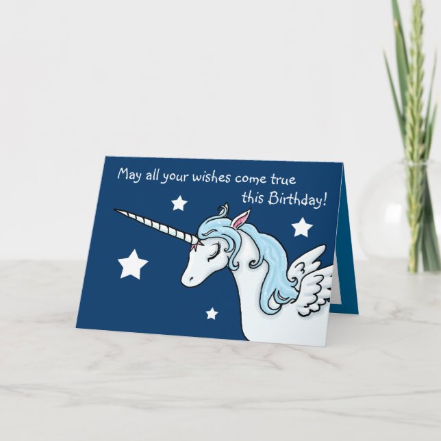 Pegasus Unicorn Önskemål födelsedagskort Kort (Framsida)