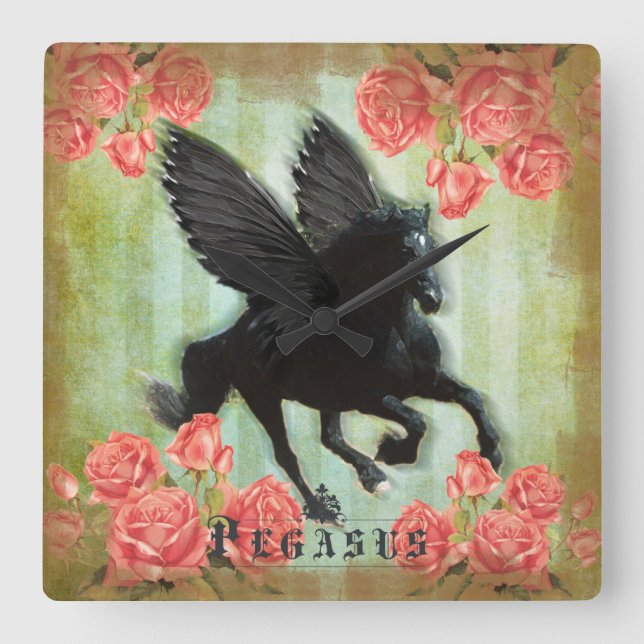 Pegasus - väggen tar tid på fyrkantig klocka (Framsida)