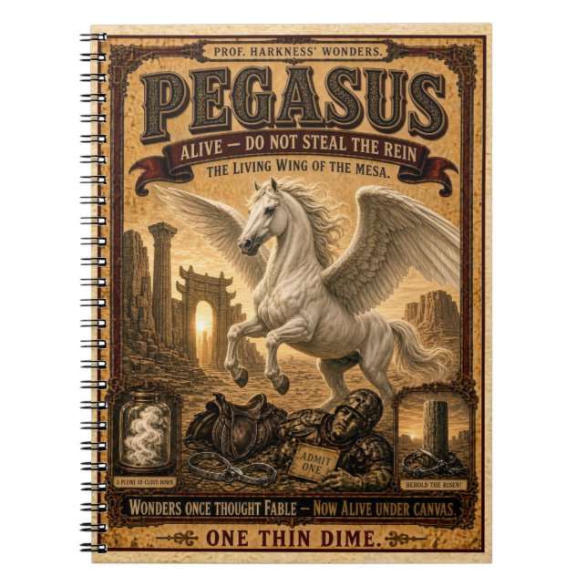 Pegasus, Vintage Circus Monster Anteckningsbok (Framsidan)