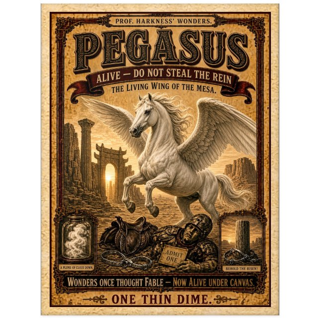 Pegasus, Vintage Cirkusmonster Vykort (Skapare uppladdad)