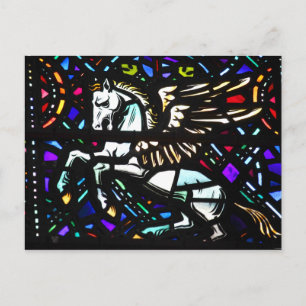 Pegasus Winged Horse Stached Glass Fantasy Vykort