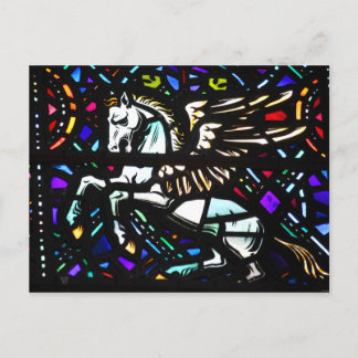 Pegasus Winged Horse Stached Glass Fantasy Vykort