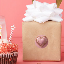 Pegatina corazón rosa con detalles dorados estétic runt klistermärke